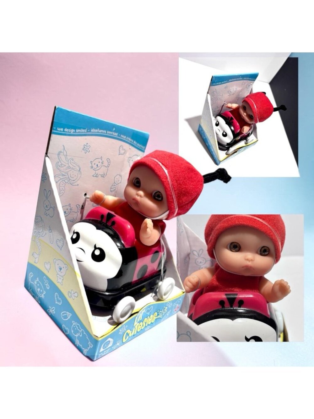 JC Toys Lil' Cutesies 5” Ladybug Baby Doll With Car Toy Buggy. NEW! RARE!